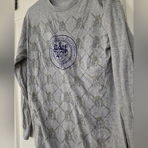 JMU James Madison University All over front Print Long Sleeve Gray T Shirt WOMEN